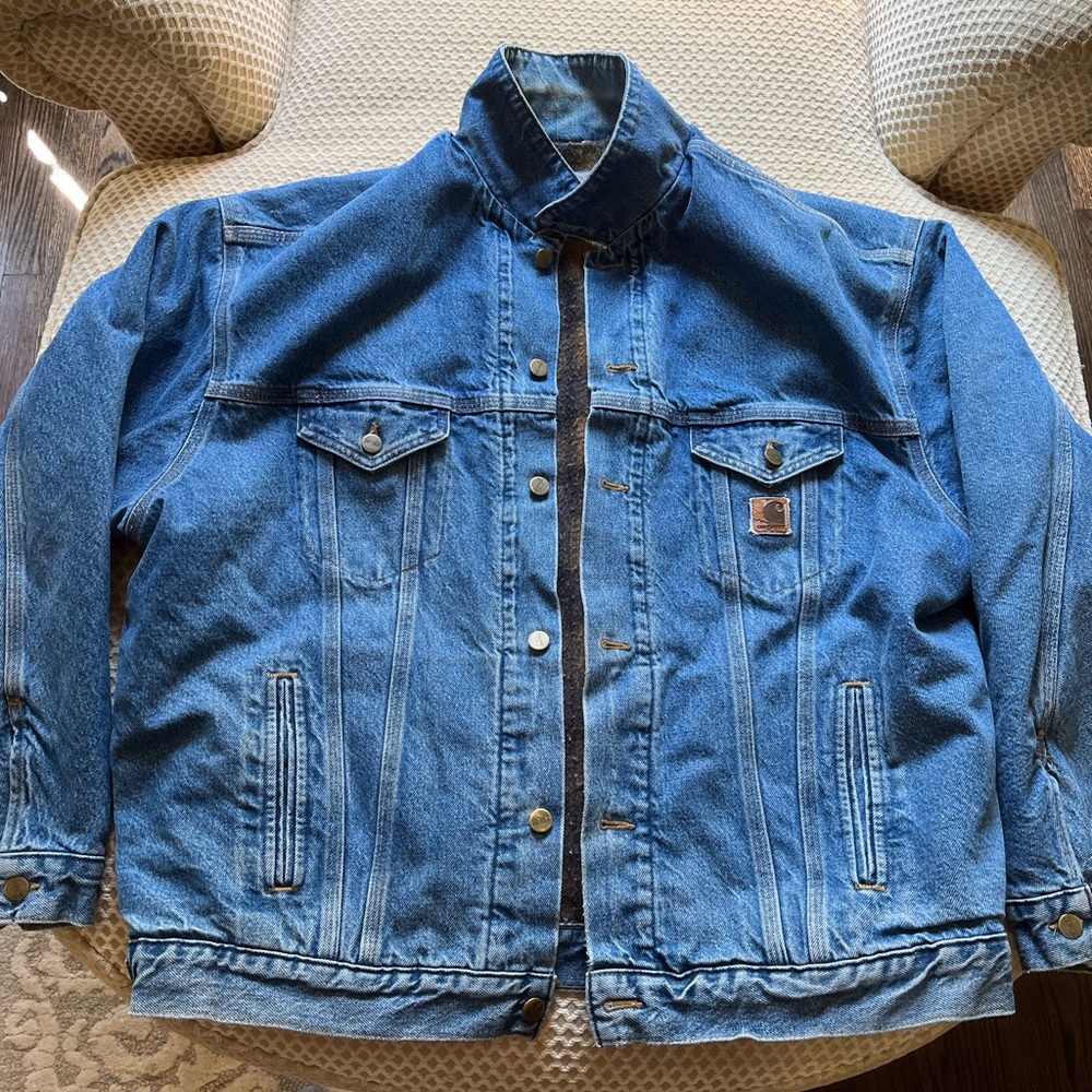 Size XXL Vintage Carhartt Denim Jean Jacket Blanket Lined